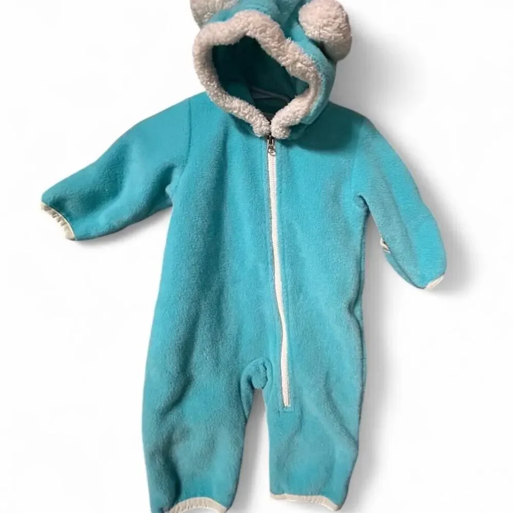Adorable newborn turquoise fleece Columbia snowsuit bunting